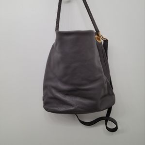 Gray Leather Medium Hobo Bag